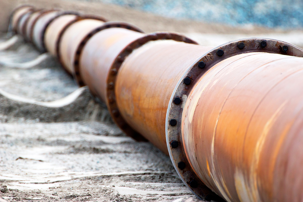 Sections of a corroded oil pipeline