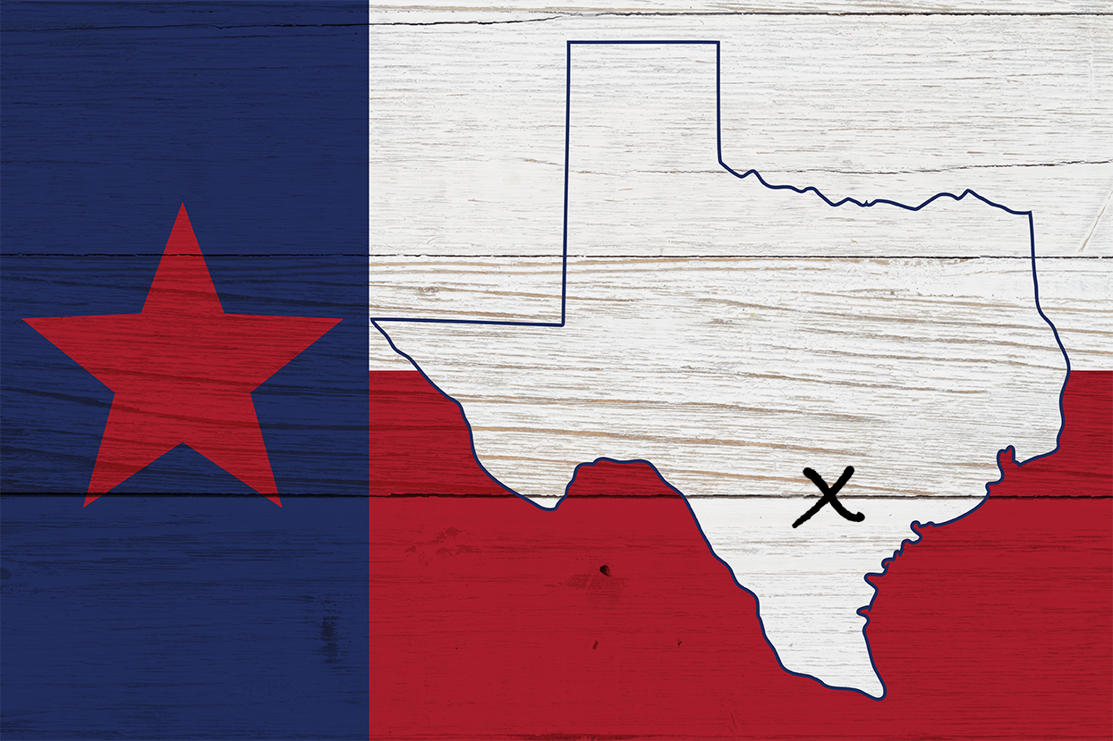 A stylized map of Texas