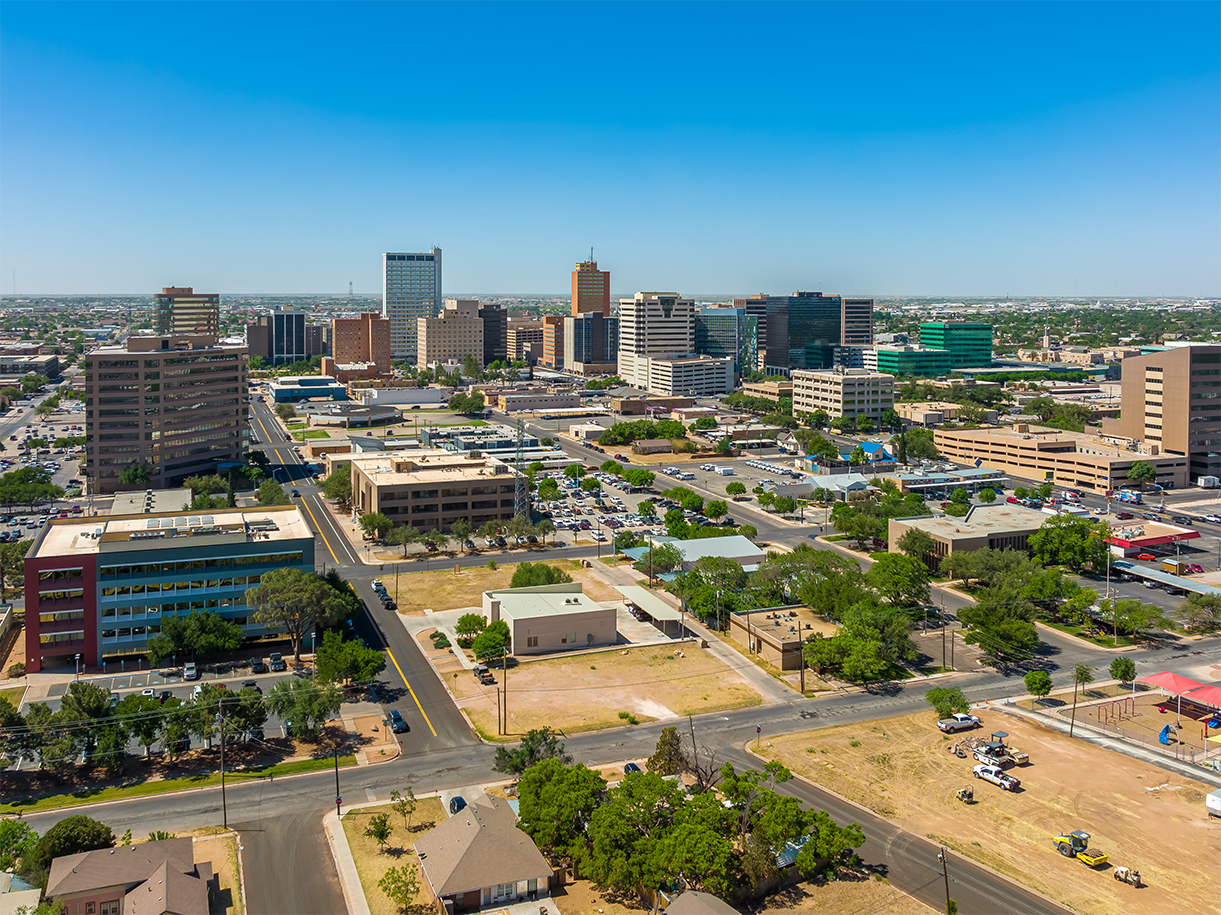 Aerial view of downtown Midland, Texas